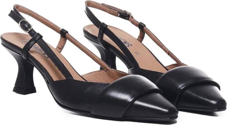 Carmens Zwarte Leren Sandalen met Enkel Sluiting Black Dames