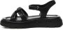 Car s Zwarte Leren Sandalen met Knoopdetail - Thumbnail 2