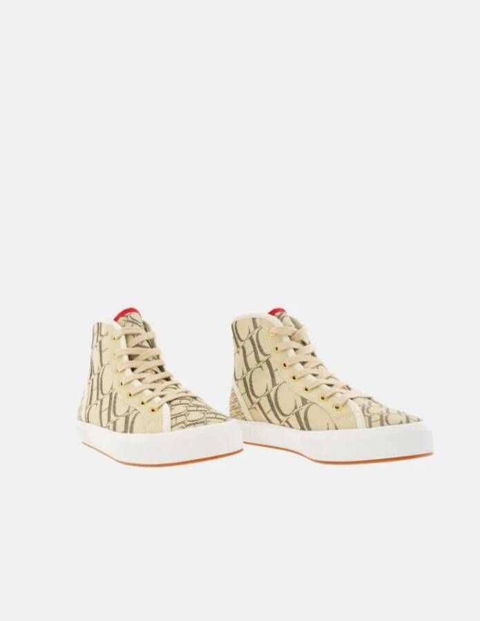 Carolina Herrera Canvas Caracas Platform Sneakers Beige Heren