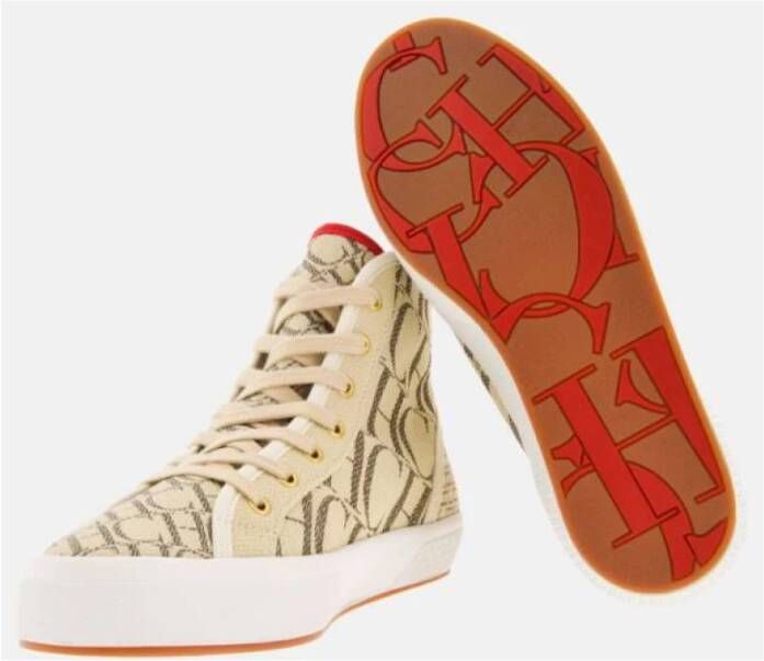 Carolina Herrera Canvas Caracas Platform Sneakers Beige Heren