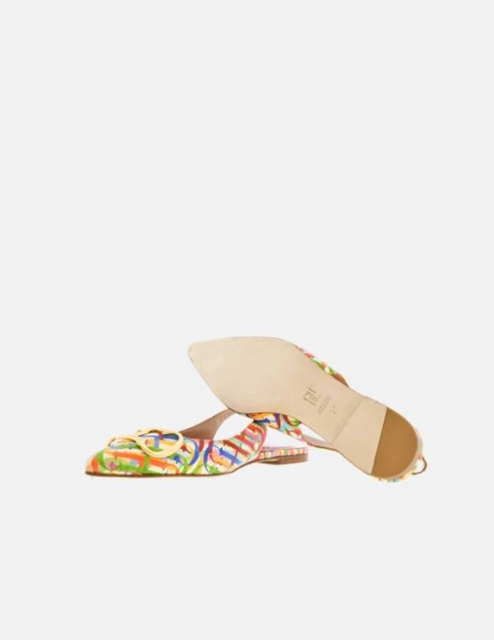 Carolina Herrera Platte Leren Schoenen met Multicolor Print Multicolor Dames