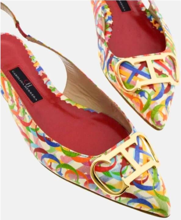 Carolina Herrera Platte Leren Schoenen met Multicolor Print Multicolor Dames