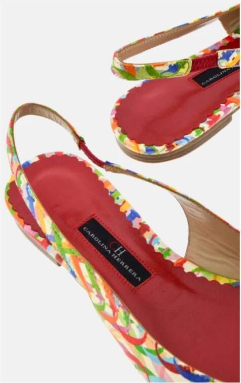 Carolina Herrera Platte Leren Schoenen met Multicolor Print Multicolor Dames