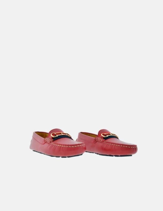 Carolina Herrera Rode Insignia Leren Loafers Red Dames