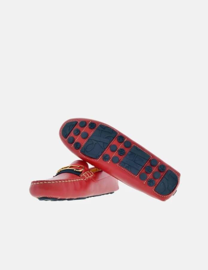 Carolina Herrera Rode Insignia Leren Loafers Red Dames