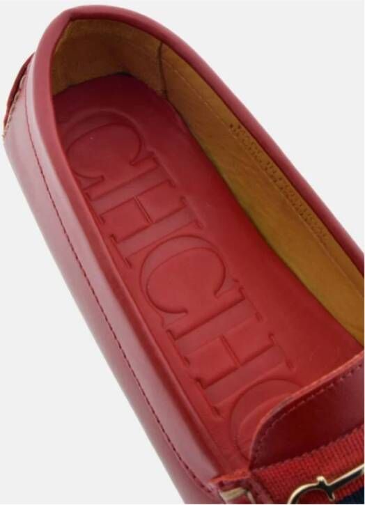 Carolina Herrera Rode Insignia Leren Loafers Red Dames