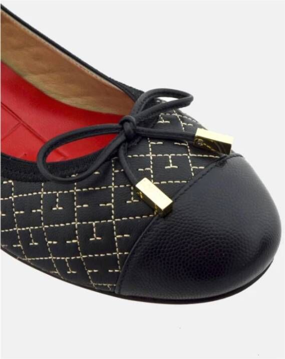 Carolina Herrera Zwarte leren ballerina's met Bimba-print Black Dames
