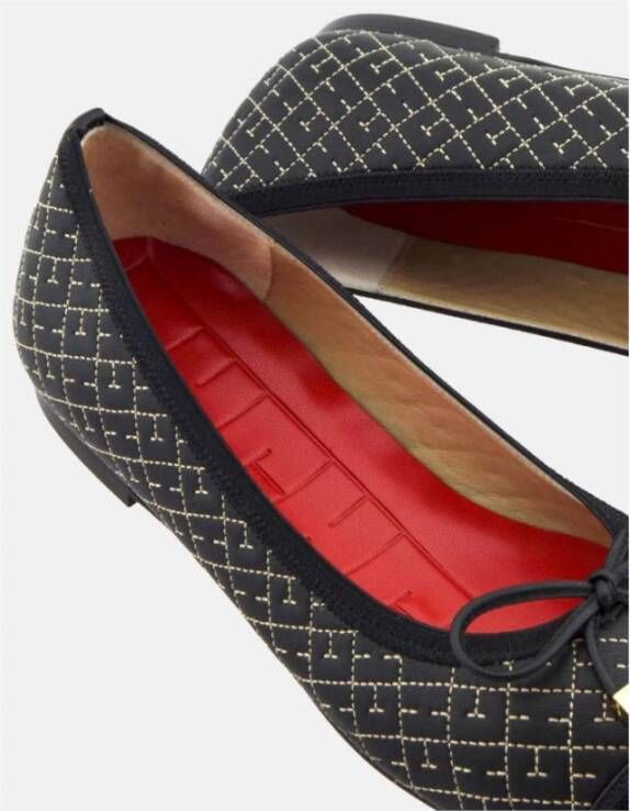 Carolina Herrera Zwarte leren ballerina's met Bimba-print Black Dames