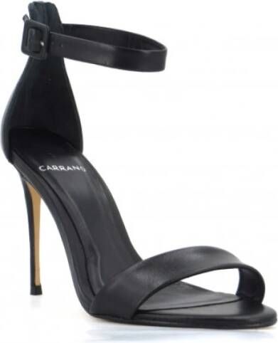 Carrano Leren Sandalen Taupe Enkelband Black Dames