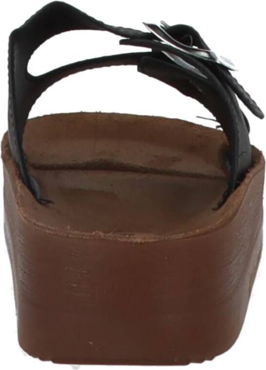 Carrera Zwarte Dubbele Gesp Plateau Sandalen Black Dames