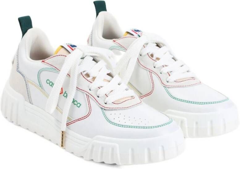 Casablanca Witte Leren Sneakers Veters Rubberen Zool White Heren