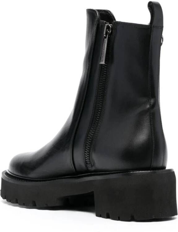 Casadei Zwarte leren enkellaarzen Black Dames