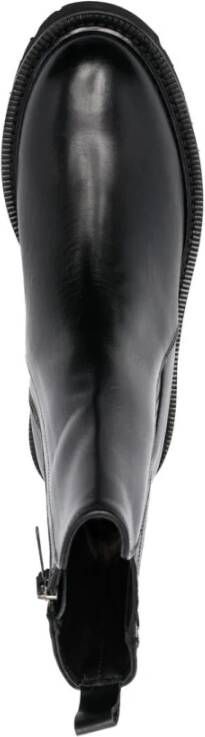 Casadei Zwarte leren enkellaarzen Black Dames
