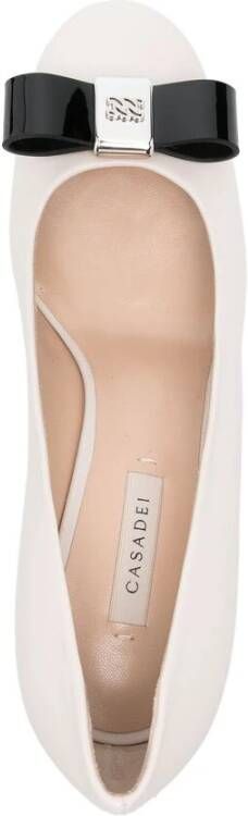 Casadei Beige Leren Blokhak Schoenen Beige Dames