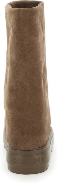Casadei Taupe Suède Omgeslagen Rand Laarzen Beige Dames