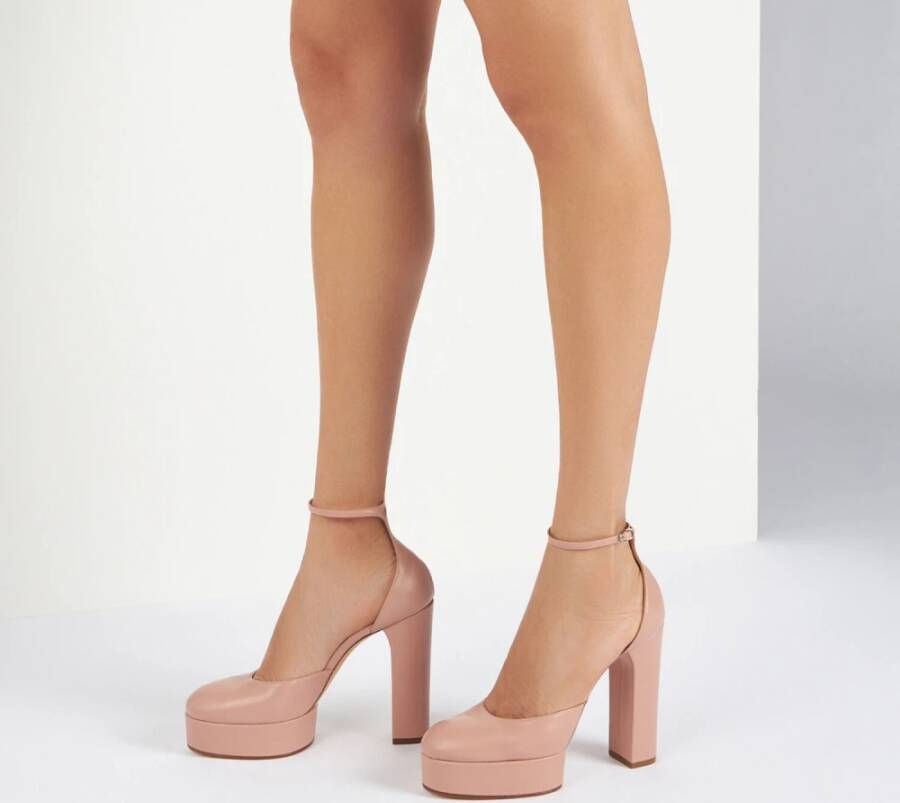 Casadei Betty Slingback Leren Platform Schoen Pink Dames