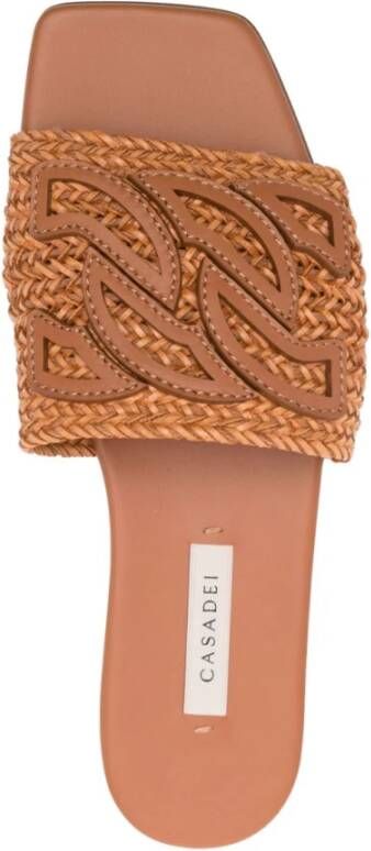Casadei Bruin Leren Sandalen Open Neus