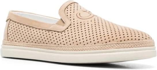 Casadei Bruine Nabuk Slip-On Loafers Beige Heren