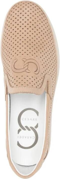 Casadei Bruine Nabuk Slip-On Loafers Beige Heren