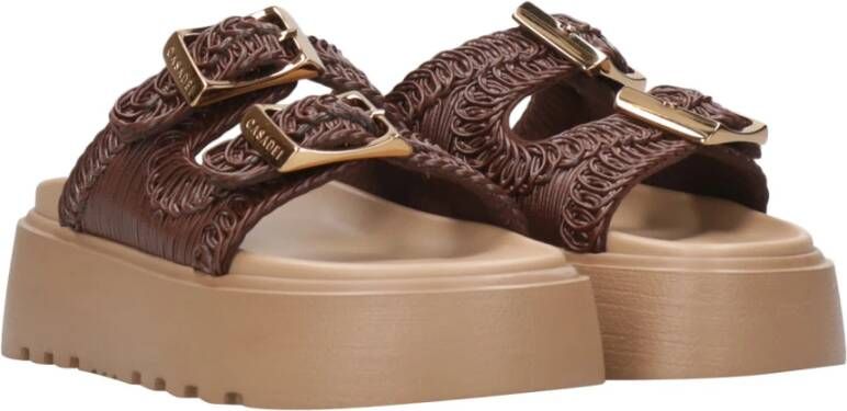 Casadei Bruine PVC Sandalen met Dubbele Band Brown Dames