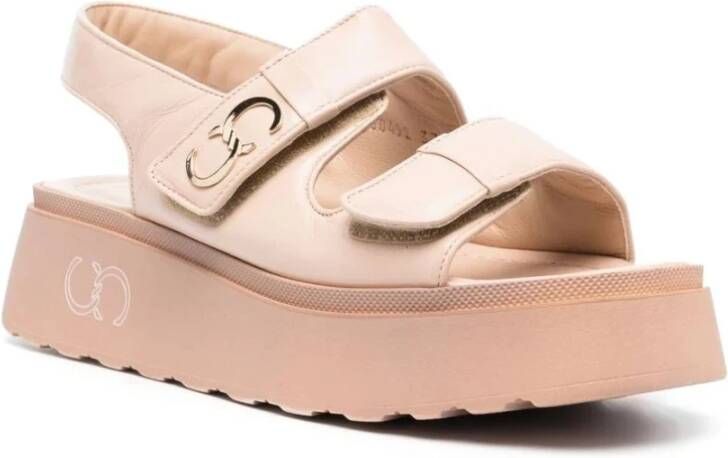 Casadei Beige Leren Platte Sandalen Beige Dames