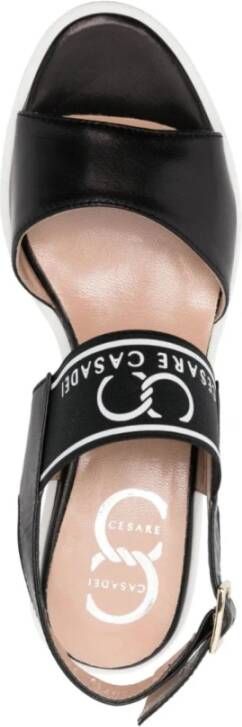 Casadei Zwarte Leren Sleehak Sandalen Black Dames