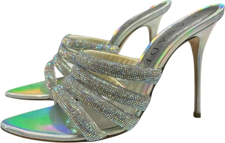 Casadei Gelamineerde leren sandalen met Swarovski Gray Dames