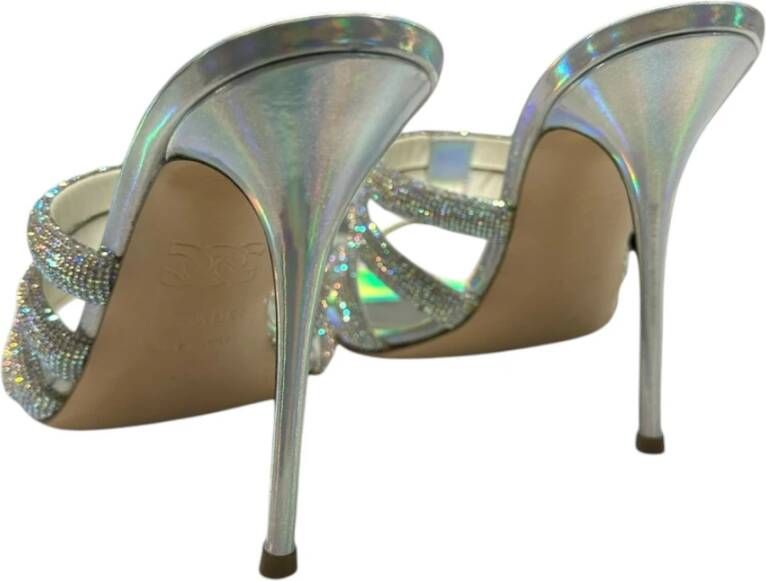 Casadei Gelamineerde leren sandalen met Swarovski Gray Dames