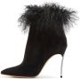 Casadei Glamoureuze enkellaars uit de jaren 50 met Mongoolse pluche decoratie Zwart Dames - Thumbnail 3