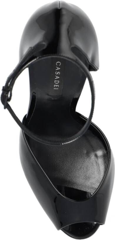 Casadei Glanzende platform sandalen 'Flora' Zwart Dames
