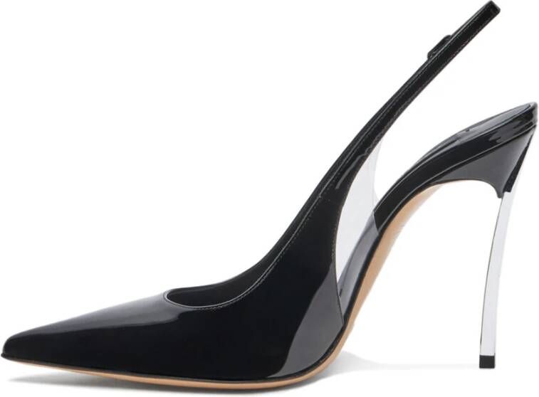 Casadei Glanzende Slingback met Blade Hak Black Dames