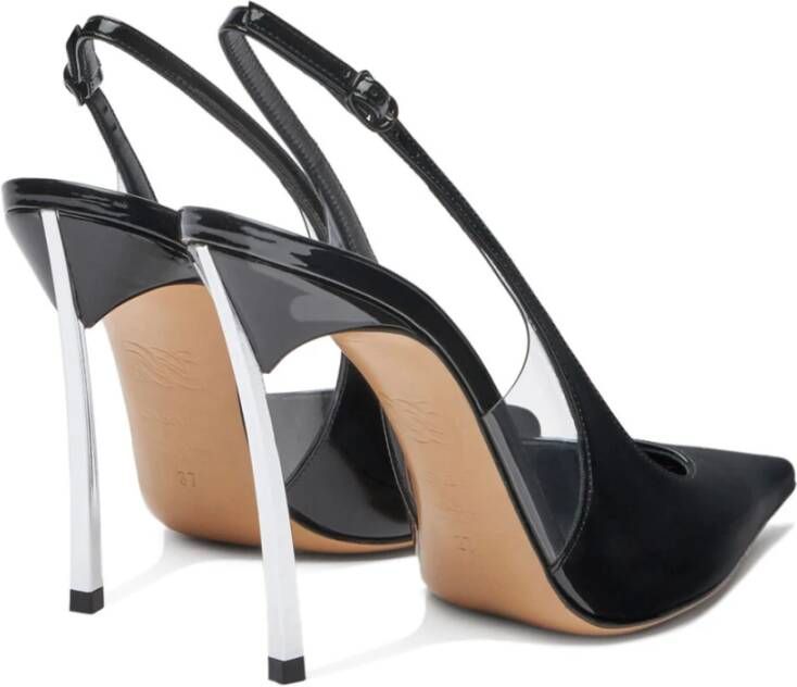 Casadei Glanzende Slingback met Blade Hak Black Dames