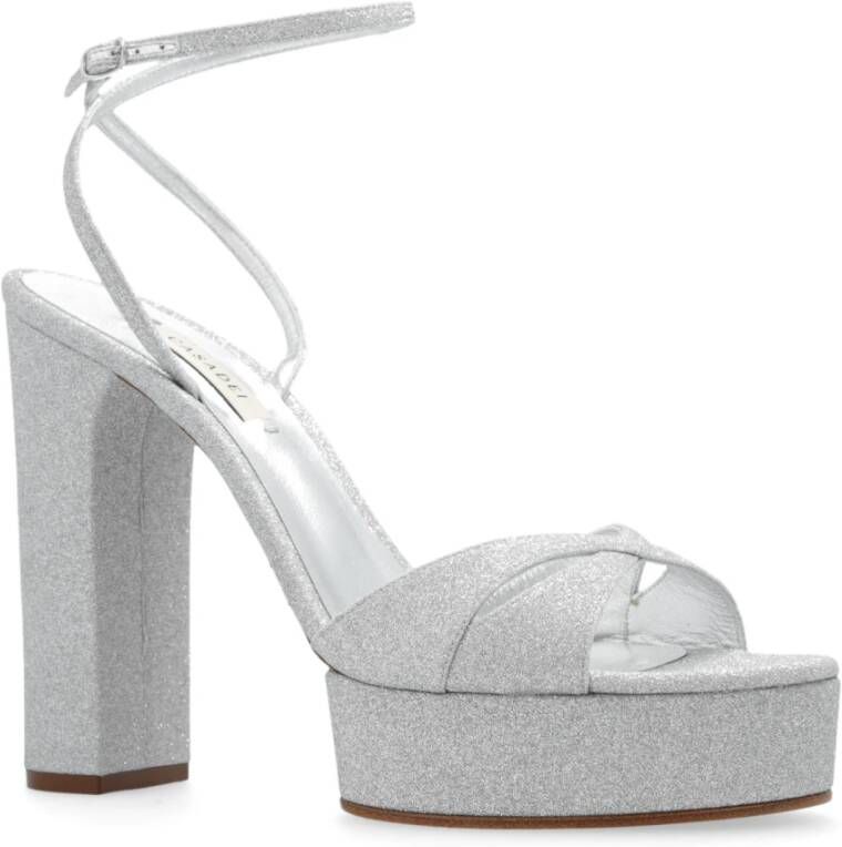 Casadei Glitterende platform sandalen Grijs Dames