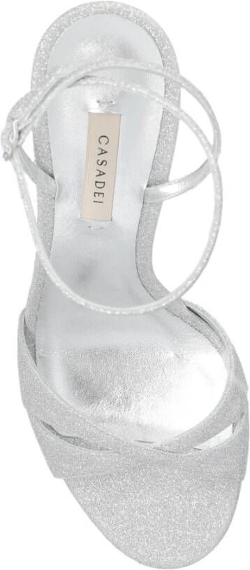 Casadei Glitterende platform sandalen Grijs Dames