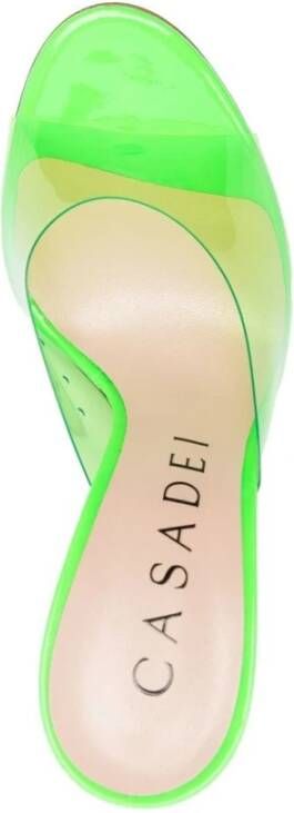 Casadei Groene Transparante Peep-Toe Hoge Hak Sandalen