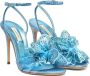Casadei Hemelsblauwe Glitter Sandaal met Orchidee Detail Blue Dames - Thumbnail 2