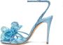 Casadei Hemelsblauwe Glitter Sandaal met Orchidee Detail Blue Dames - Thumbnail 3