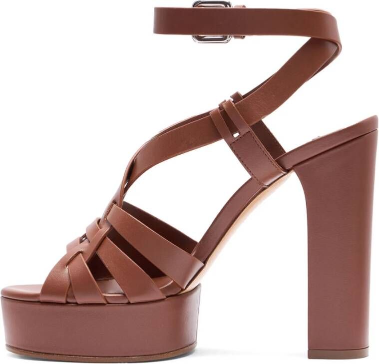 Casadei Iconische Leren Sandaal met Geometrisch Ontwerp Brown Dames