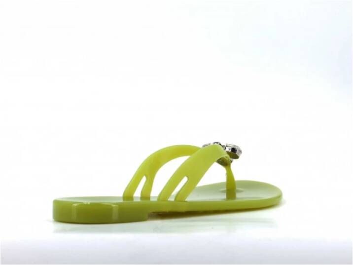 Casadei Jelly PVC Slippers met Swarovski Green Dames