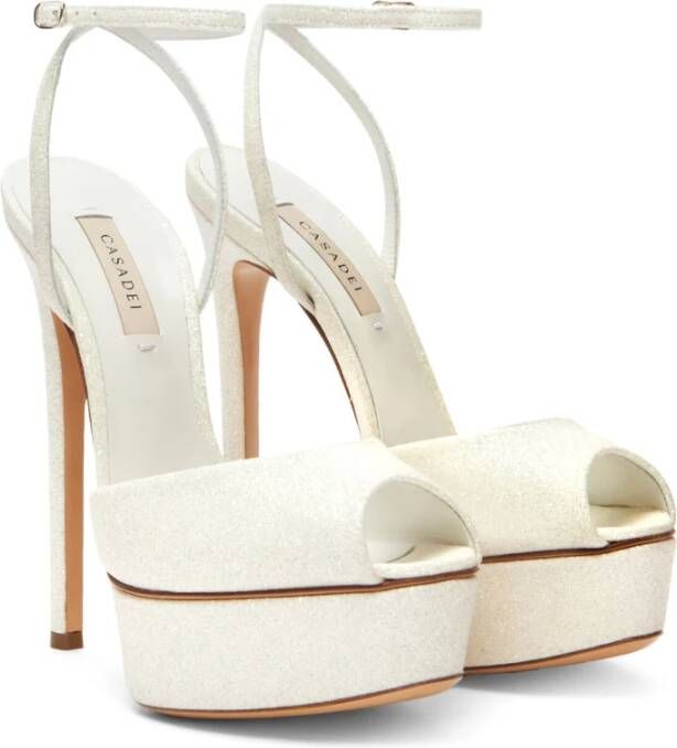 Casadei Jolly Sandaal in Melkkleurige Glitter White Dames