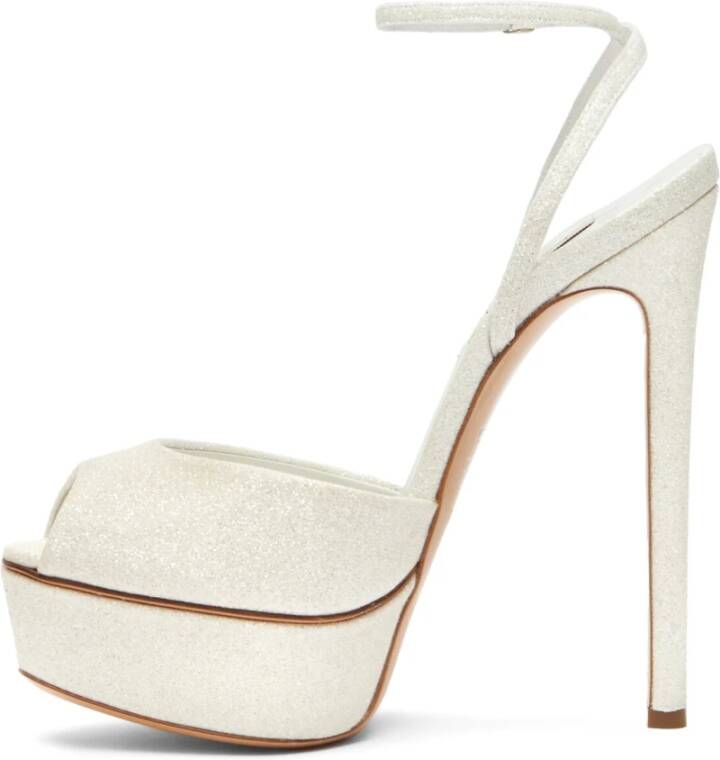 Casadei Jolly Sandaal in Melkkleurige Glitter White Dames