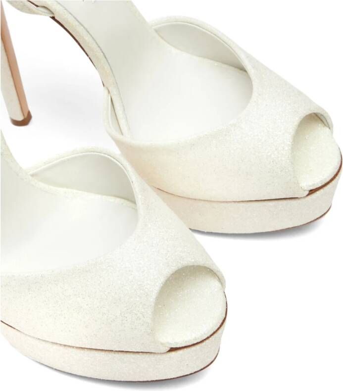 Casadei Jolly Sandaal in Melkkleurige Glitter White Dames