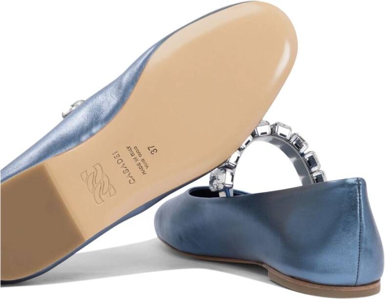 Casadei Lichtblauwe Leren Ballerina's Elegant Ontwerp