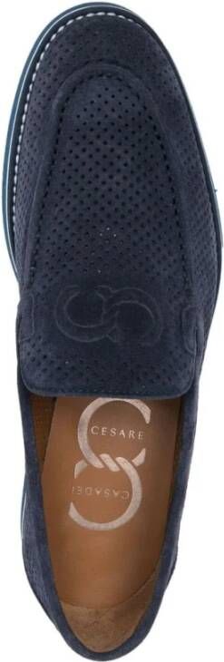 Casadei Blauwe Leren Loafers Elegant Gesloten Platte Schoenen Blue Heren