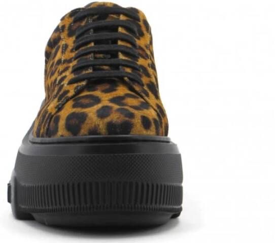 Casadei Luipaard Suède Sneaker met 75mm Sleehak