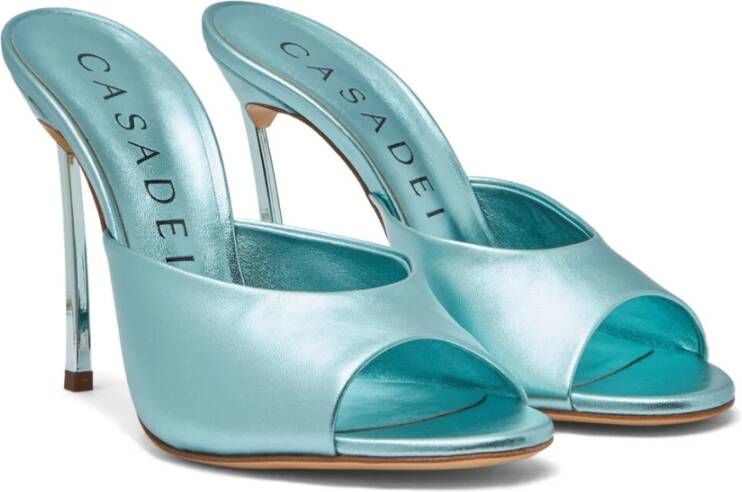 Casadei Metallic Lagoon Blade Flash Mule Blue Dames