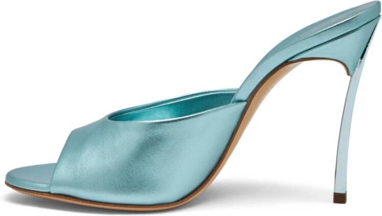 Casadei Metallic Lagoon Blade Flash Mule Blue Dames