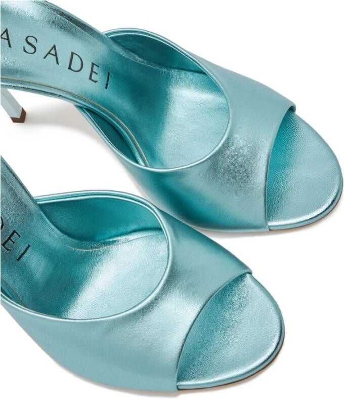 Casadei Metallic Lagoon Blade Flash Mule Blue Dames