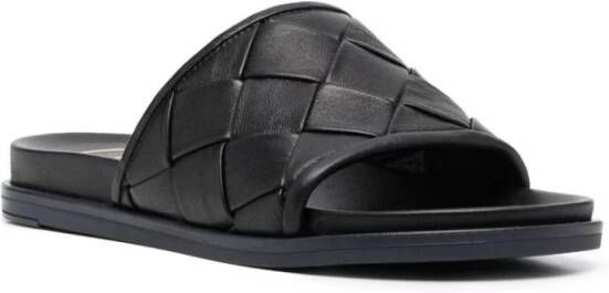 Casadei Zwarte Leren Casual Muiltjes Slippers Black Dames