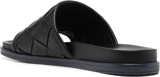 Casadei Zwarte Leren Casual Muiltjes Slippers Black Dames